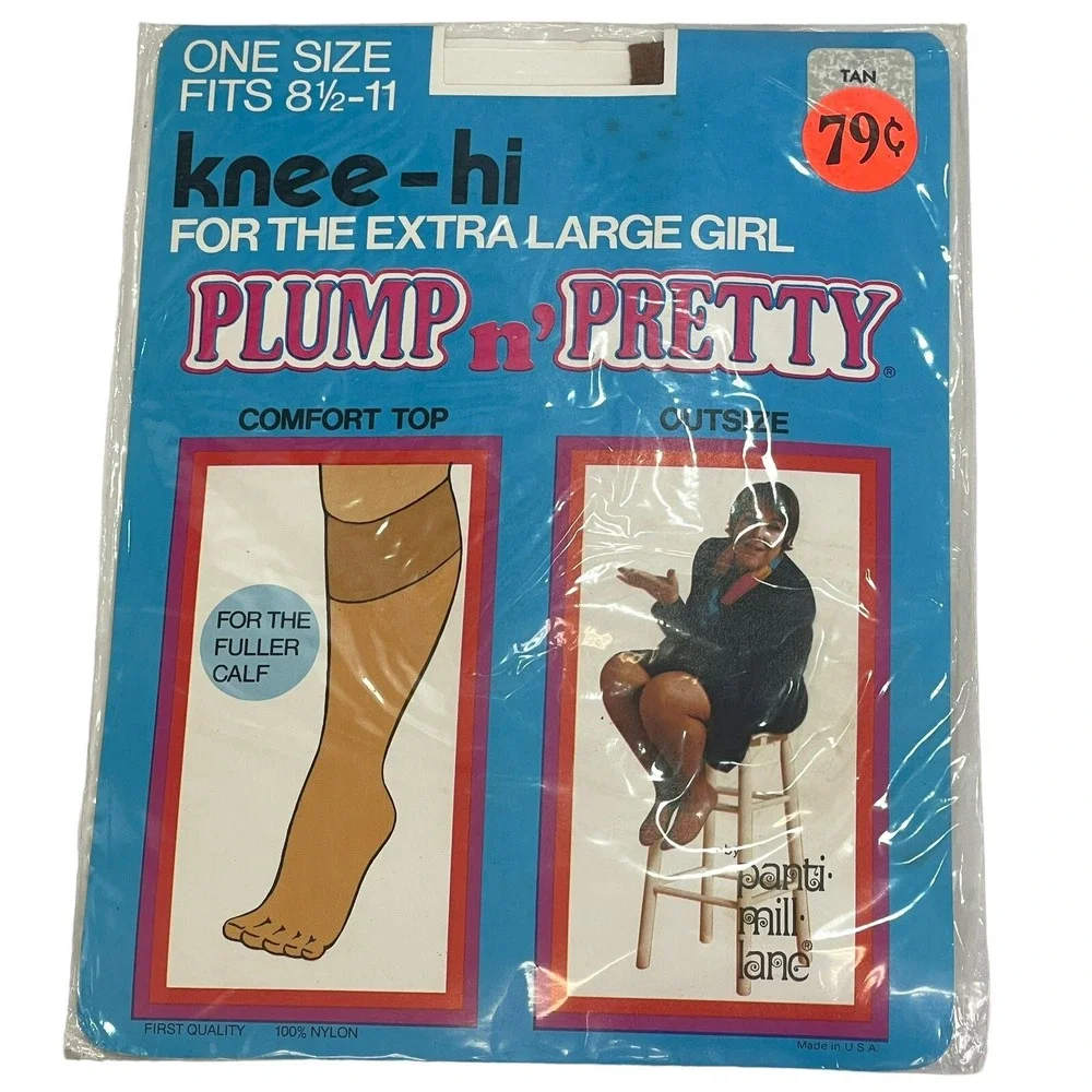Vintage Pantyhose Lot of 2‎ Knee Highs Pantyhose Plus Size Plump N Pretty Tan